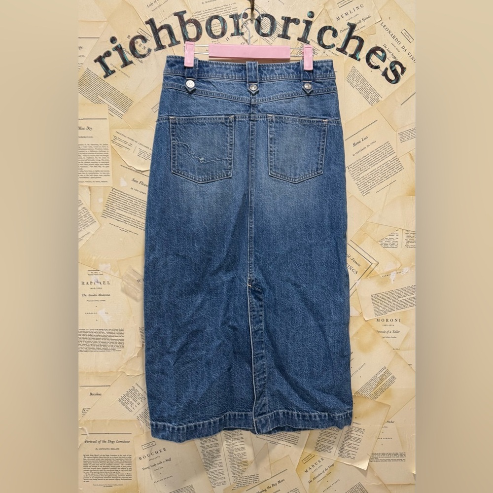 Free People Astoria Denim Maxi Skirt We The Free Belt Adjustable Dark Blue - Picture 3 of 9